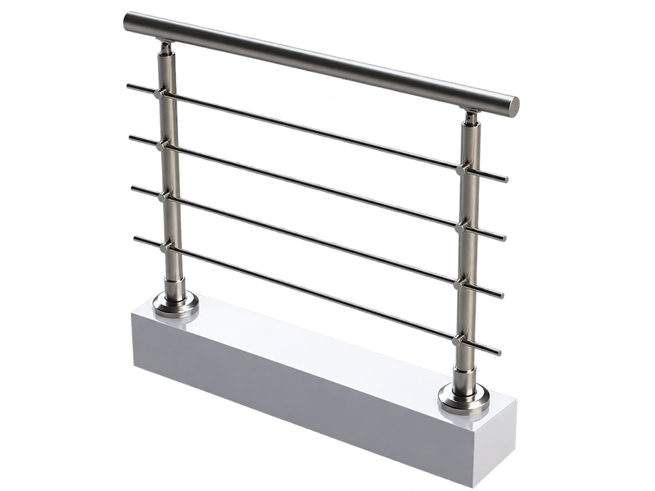 Échantillon de garde-corps aluminium en kit : poteaux, lisses et main courante assemblés